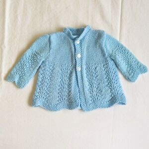 handknit blue cardigan sweater 0-3 months baby